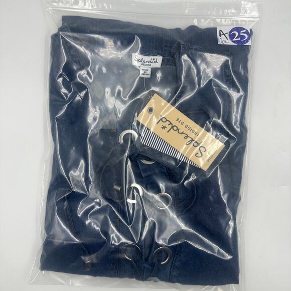 Splendid  Lace Up Sleeveless Chambray Denim Shift Mini Dress SD11487DK Medium M - Picture 7 of 7